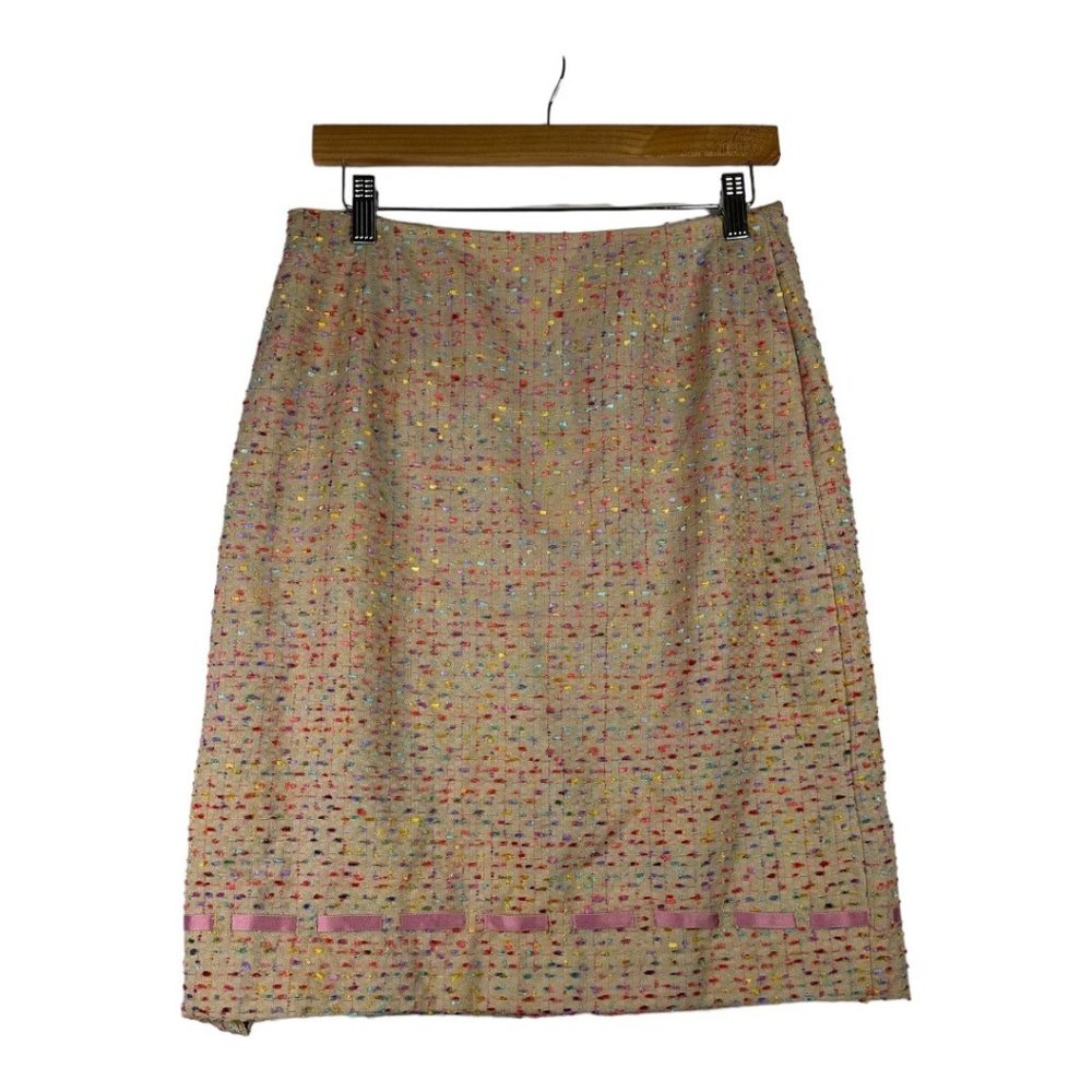 Maggy London Tweed Skirt sz 14‎ Tan/Multicolor
